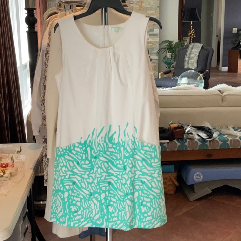 Jade White and Teal Dress